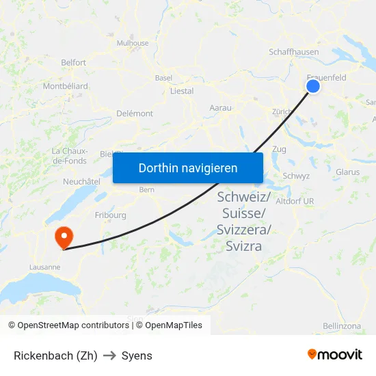 Rickenbach (Zh) to Syens map