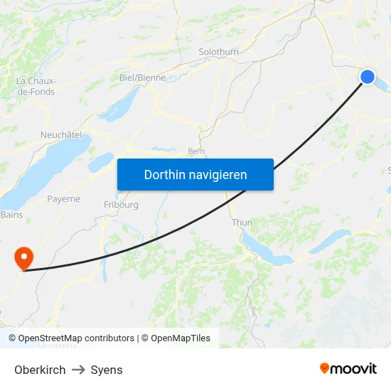 Oberkirch to Syens map
