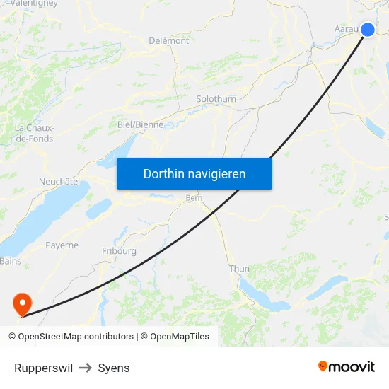 Rupperswil to Syens map