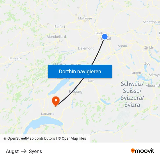 Augst to Syens map