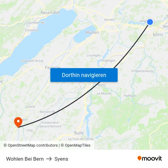 Wohlen Bei Bern to Syens map