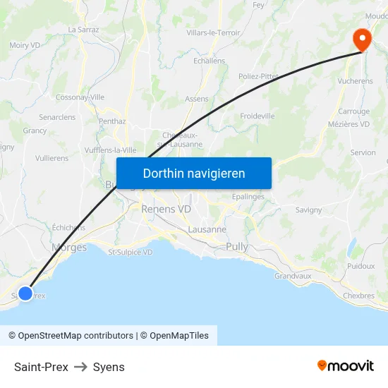 Saint-Prex to Syens map