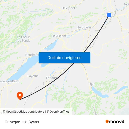 Gunzgen to Syens map