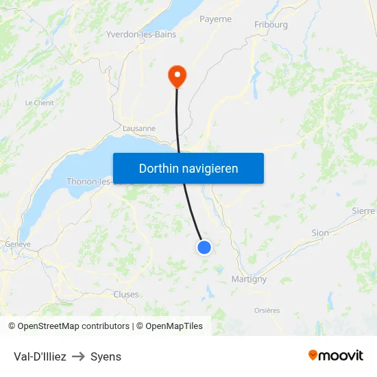 Val-D'Illiez to Syens map