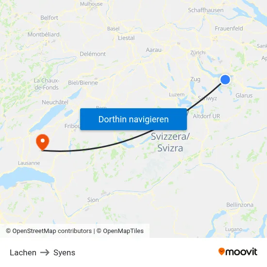 Lachen to Syens map