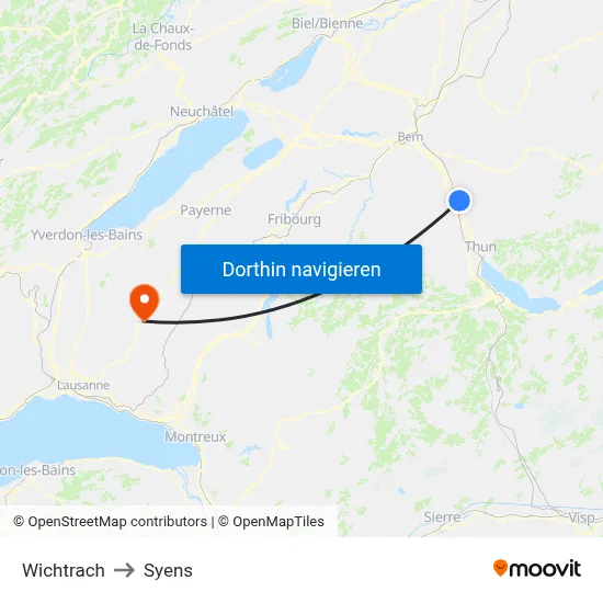 Wichtrach to Syens map