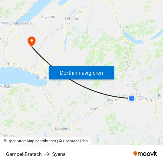 Gampel-Bratsch to Syens map