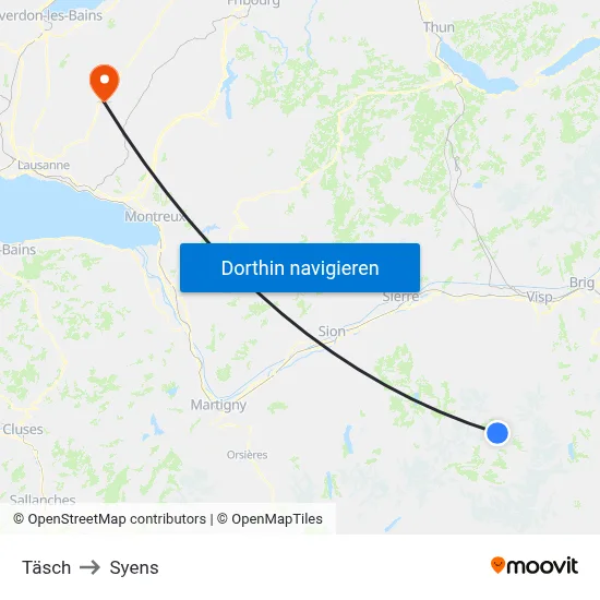 Täsch to Syens map