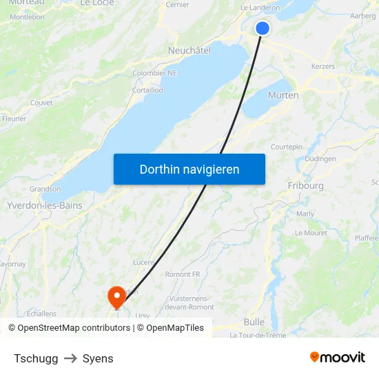 Tschugg to Syens map