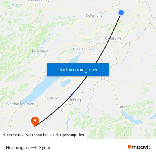 Nunningen to Syens map