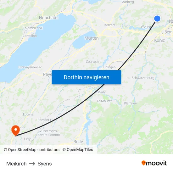 Meikirch to Syens map
