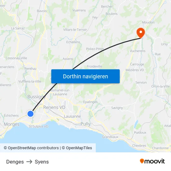 Denges to Syens map