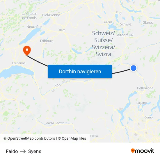 Faido to Syens map