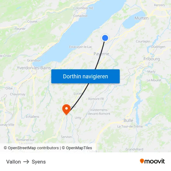 Vallon to Syens map
