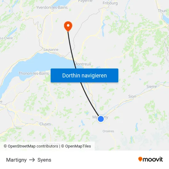 Martigny to Syens map