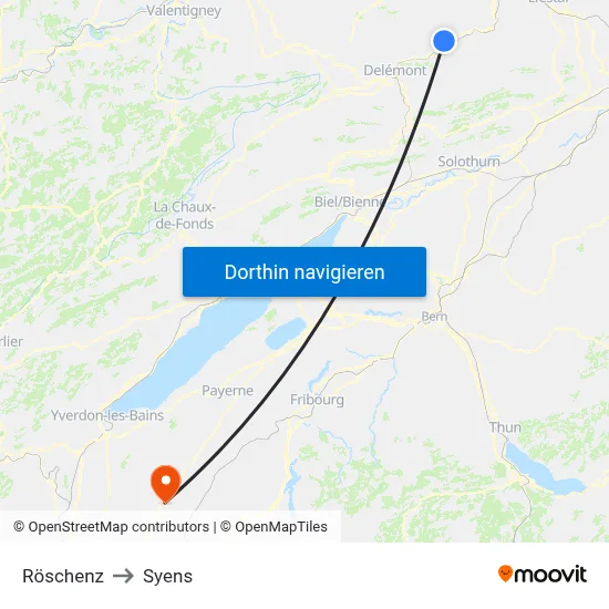 Röschenz to Syens map