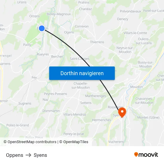 Oppens to Syens map