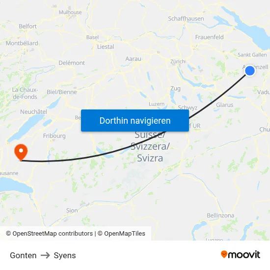 Gonten to Syens map