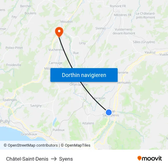 Châtel-Saint-Denis to Syens map