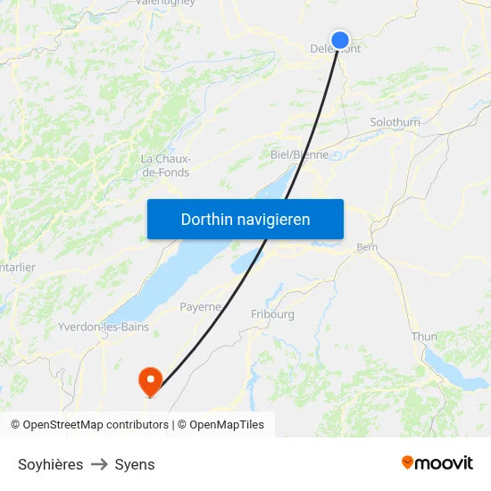 Soyhières to Syens map