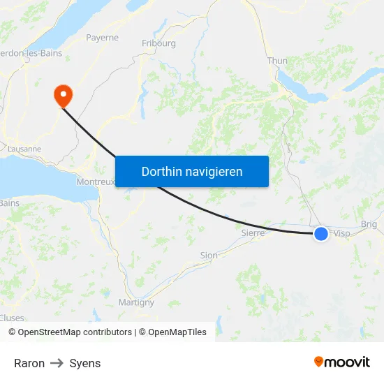 Raron to Syens map