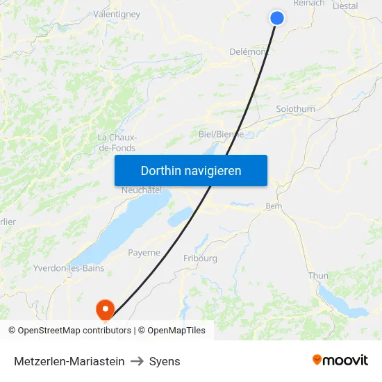 Metzerlen-Mariastein to Syens map