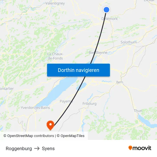 Roggenburg to Syens map