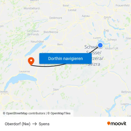 Oberdorf (Nw) to Syens map