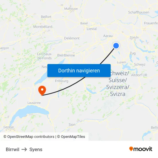 Birrwil to Syens map
