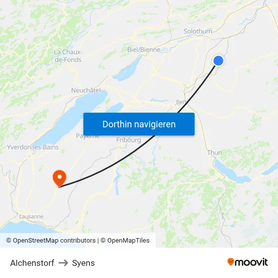 Alchenstorf to Syens map