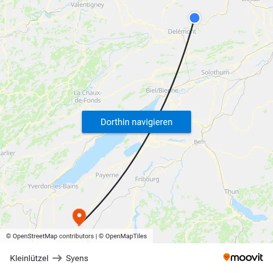 Kleinlützel to Syens map