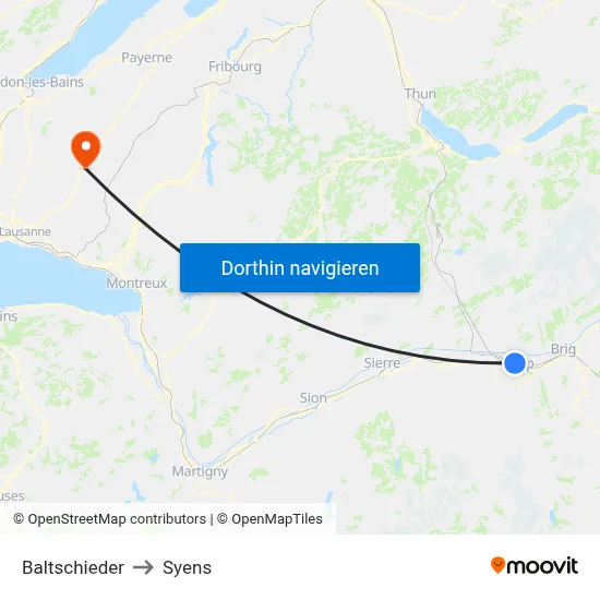 Baltschieder to Syens map