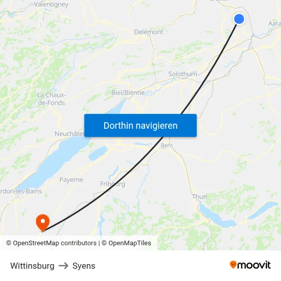 Wittinsburg to Syens map