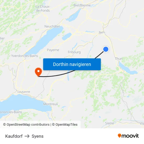 Kaufdorf to Syens map