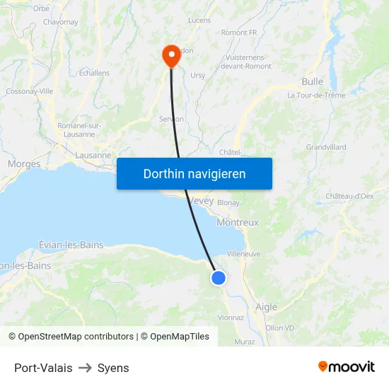 Port-Valais to Syens map