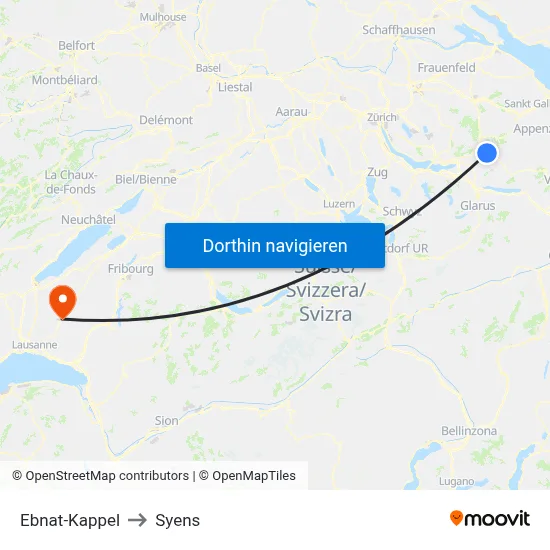 Ebnat-Kappel to Syens map