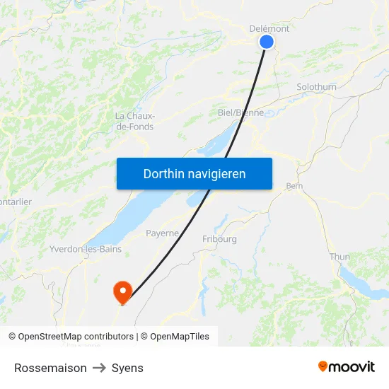 Rossemaison to Syens map