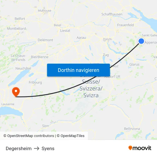 Degersheim to Syens map