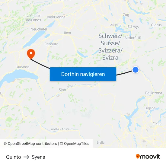 Quinto to Syens map
