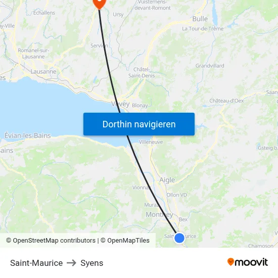 Saint-Maurice to Syens map