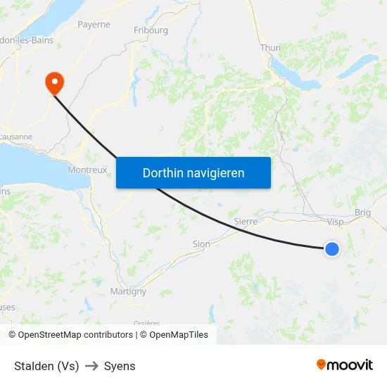 Stalden (Vs) to Syens map