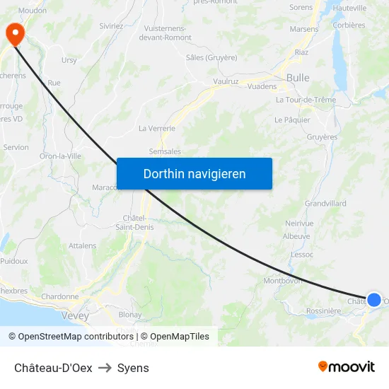 Château-D'Oex to Syens map