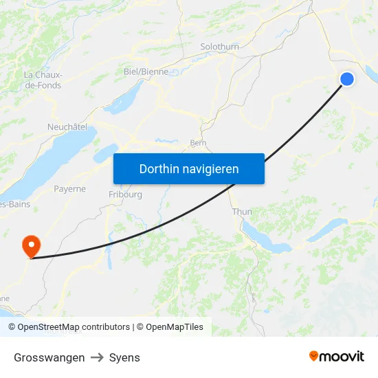 Grosswangen to Syens map