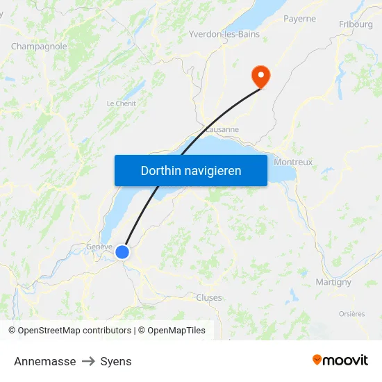Annemasse to Syens map