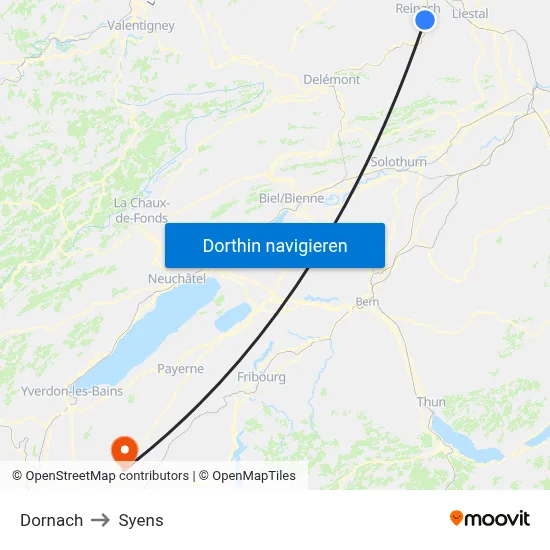 Dornach to Syens map