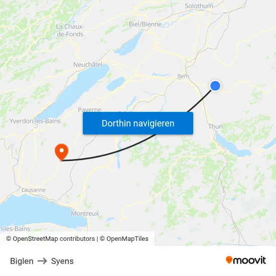 Biglen to Syens map
