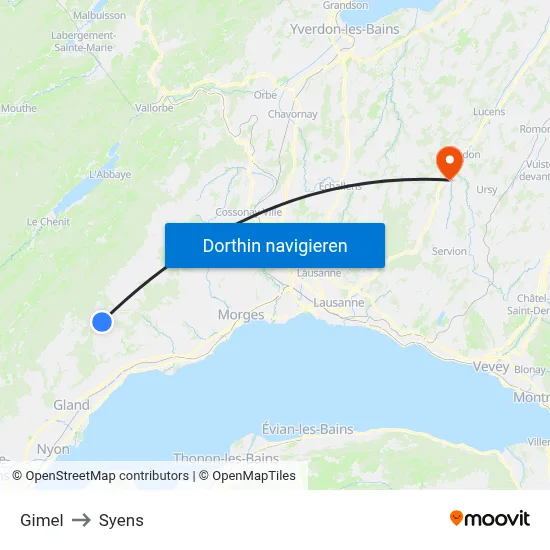 Gimel to Syens map
