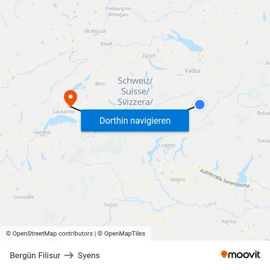 Bergün Filisur to Syens map