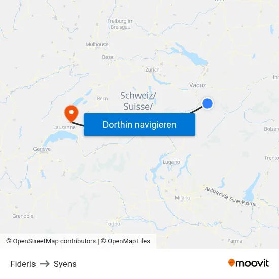 Fideris to Syens map
