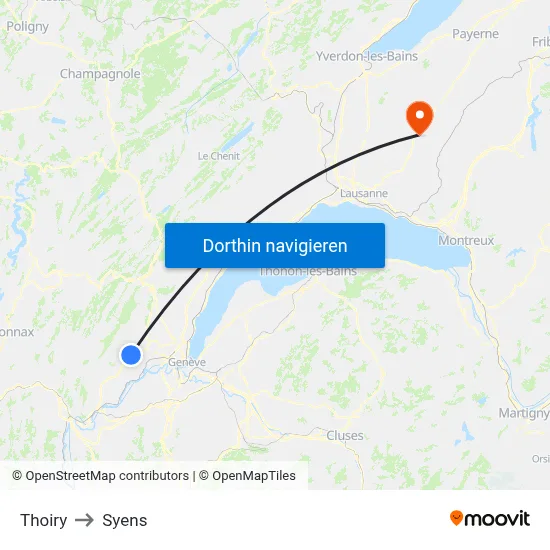 Thoiry to Syens map